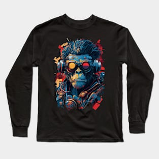 Anime Cyber Ape (Sci-Fi Ape Vintage Retro Future Design Cyberpunk Space Ape) Long Sleeve T-Shirt